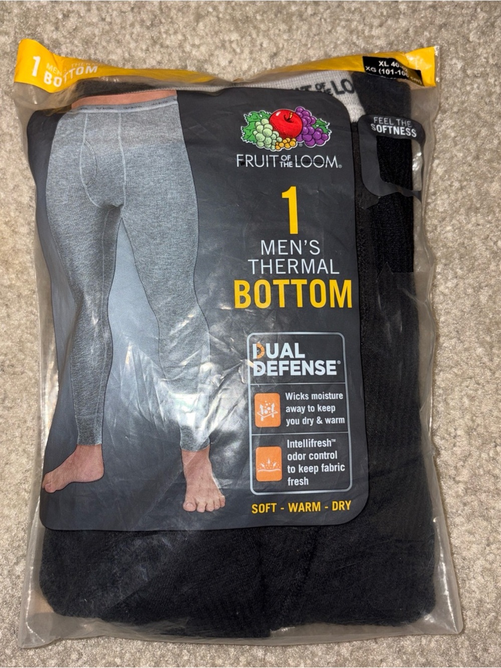 Fruit of the Loom Men's Thermal Bottom - Black XL